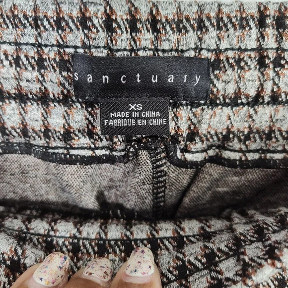 Sanctuary Pants Pull On Skinny Tapered Leg Women Size XS Black Brown Gray Plaid - Picture 8 of 10